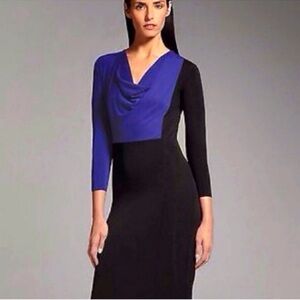 Narciso Rodriguez Black Cobalt Cowl Neck Dress Size Large